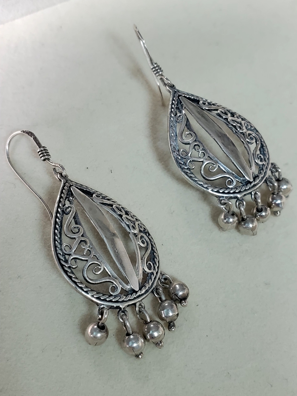 Handmade Sterling Silver Artisan Dangle Earrings | Filigree Fringe • 8.06g